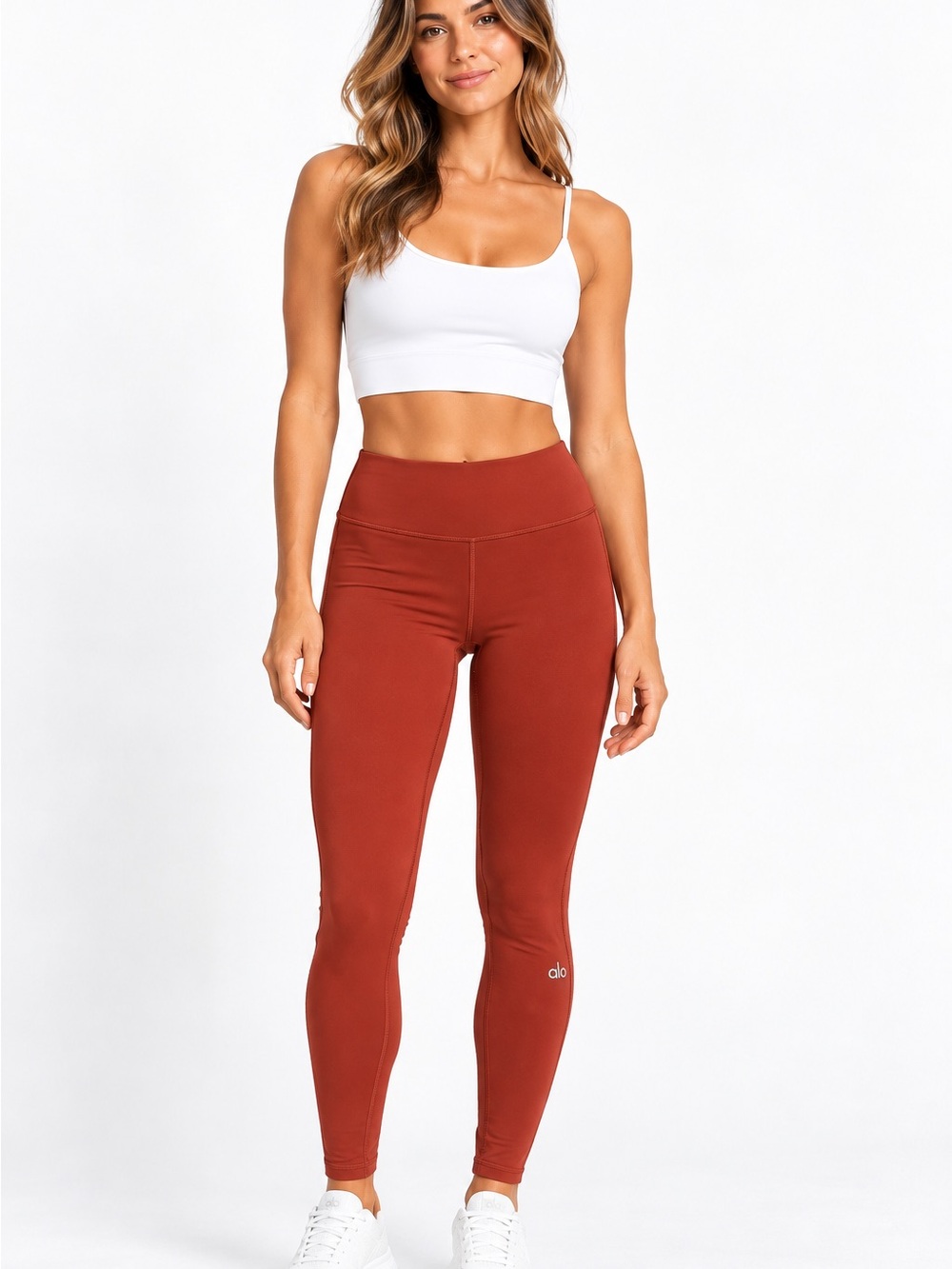 Alo Yoga High-Waist Dash Leggings S Rust Mesh Back Performance